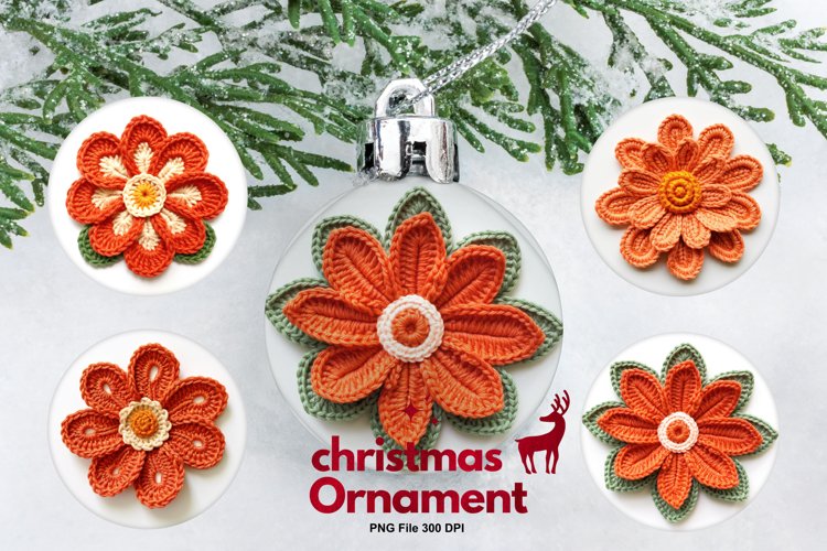 Crochet Flower Ornament Circle Christmas Tree Decorate example image 1