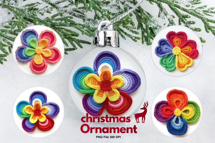 Crochet Flower Ornament Circle Christmas Tree Decorate example image 1