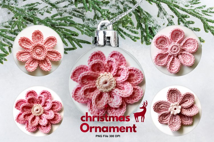 Crochet Flower Ornament Circle Christmas Tree Decorate example image 1