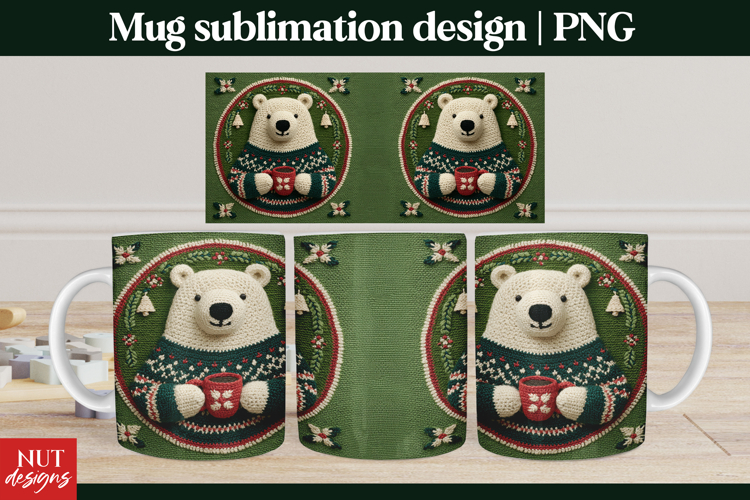 Cute Christmas Mug Cozy Christmas Crochet bear mug wrap