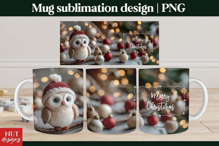 Cute Christmas Mug Christmas Owl Mug Sublimation PNG