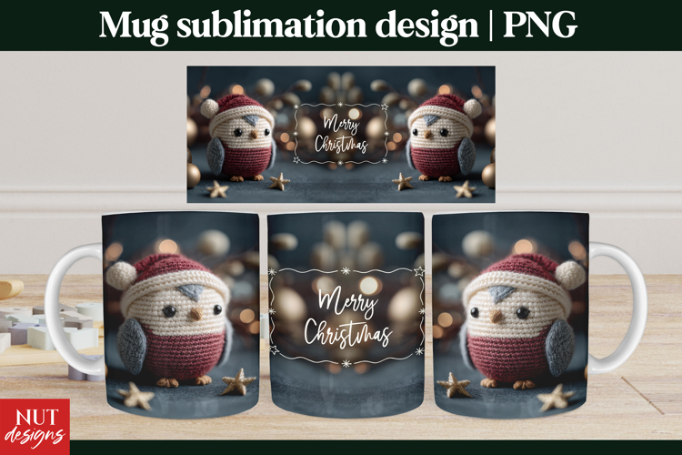 Cute Christmas Mug Christmas Owl Mug Sublimation PNG