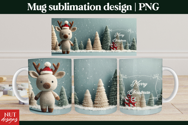 Cute Christmas Mug Christmas Reindeer 15oz Mug PNG