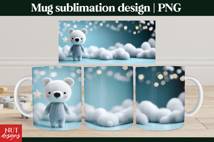 Christmas Mug Crochet Polar Bear Christmas 15oz Mug PNG