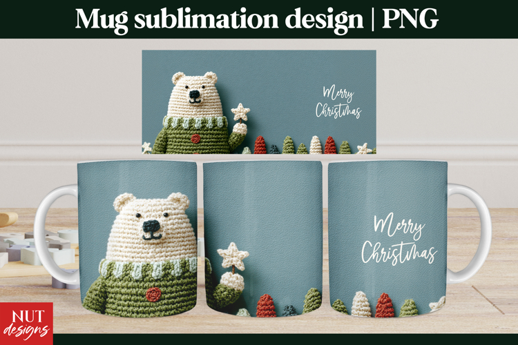 Crochet Christmas Bear Mug Wrap Christmas Mug 15oz