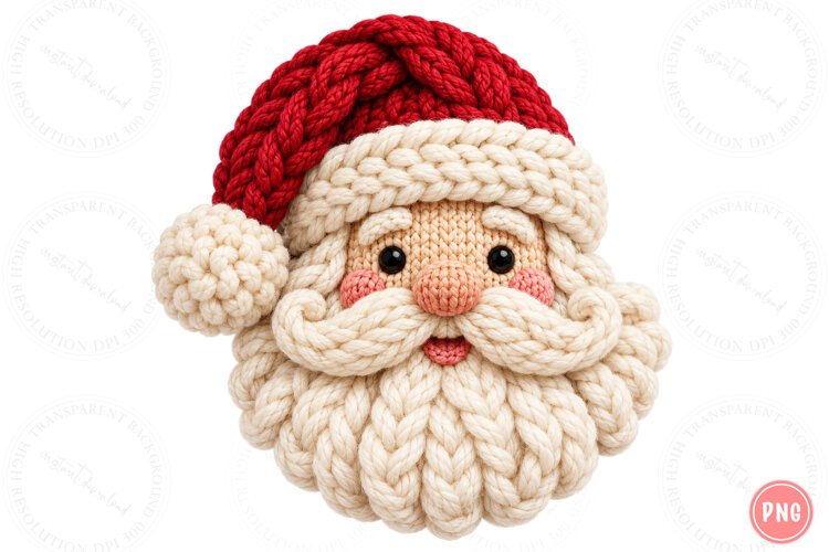 Crochet Santa PNG, Christmas Shirt Design example image 1