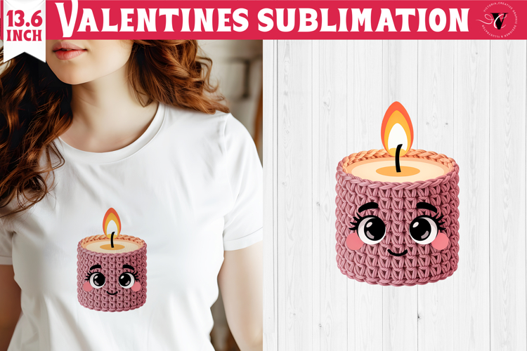 Crochet Valentine Day sublimation | Knitted candle