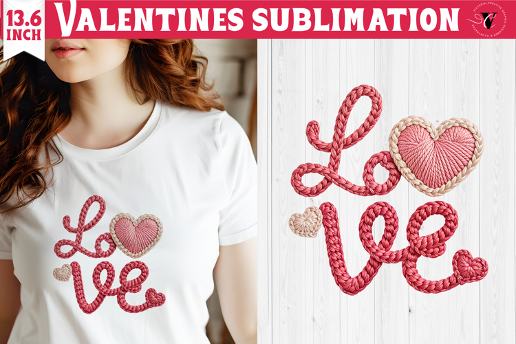 Crochet Valentines Day sublimation | Knitted Love
