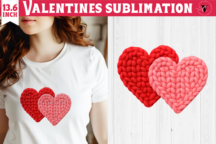 Crochet Valentine Day sublimation | Knitted Heart