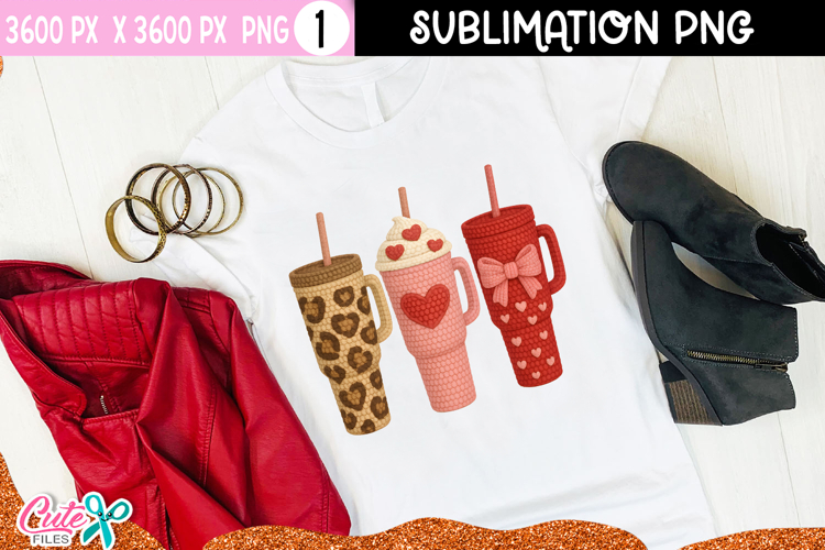Crochet valentines Day Cup Sublimation Designs