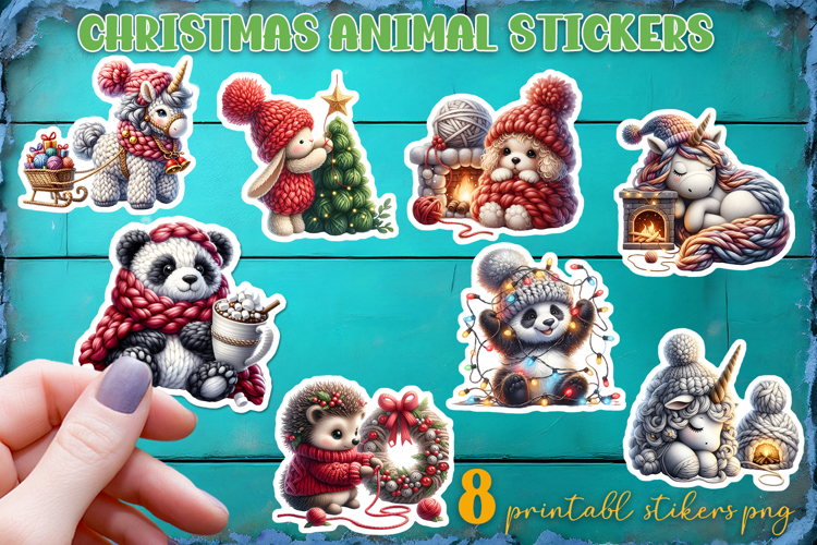 Crochet Yarn Christmas PNG, animal Crochet Christmas PNG