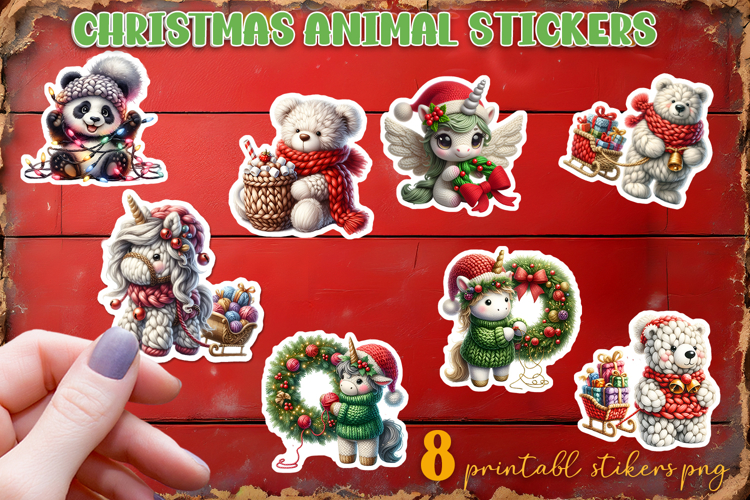 Crochet Yarn Christmas PNG, animal Crochet Christmas PNG