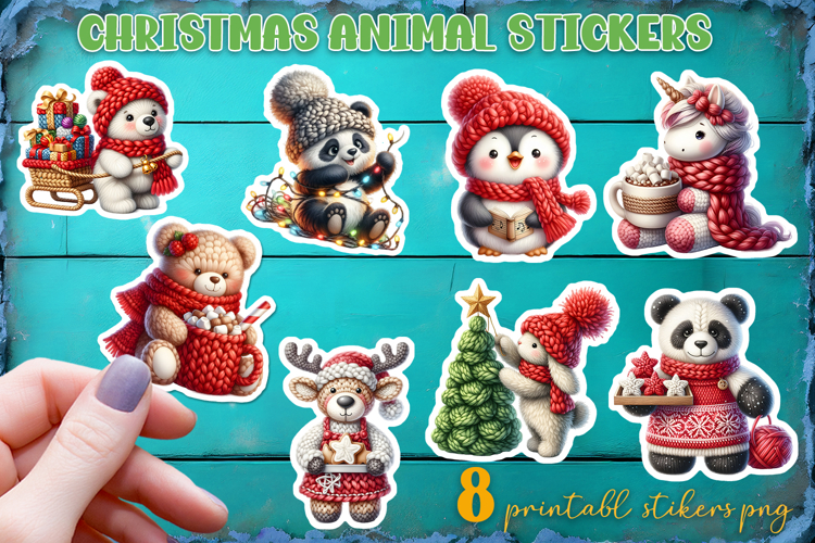 Crochet Yarn Christmas PNG, animal Crochet Christmas PNG