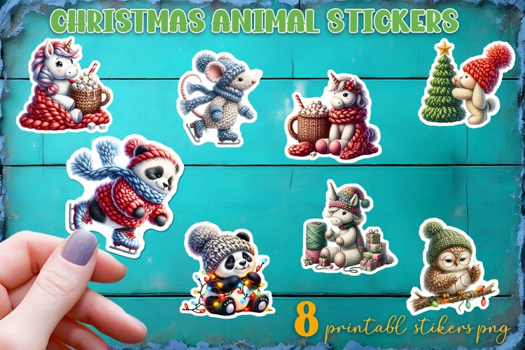 Crochet Yarn Christmas PNG, animal Crochet Christmas PNG
