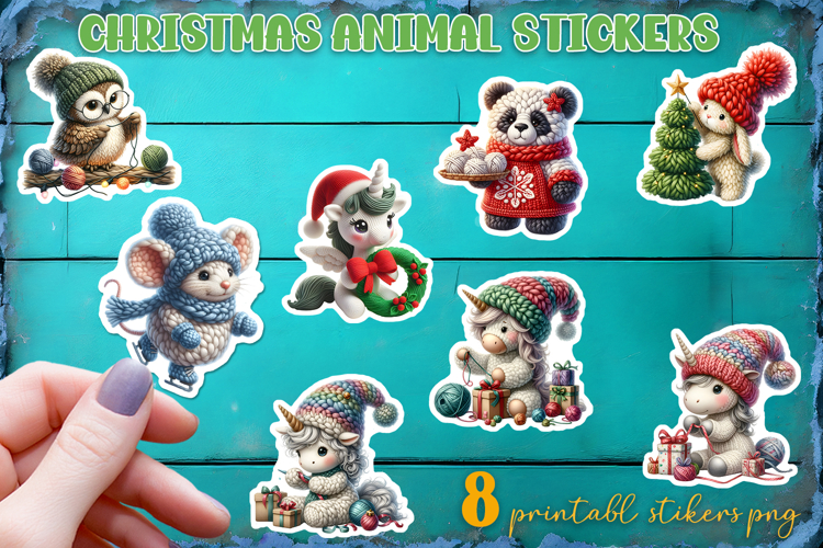 Crochet Yarn Christmas PNG, animal Crochet Christmas PNG