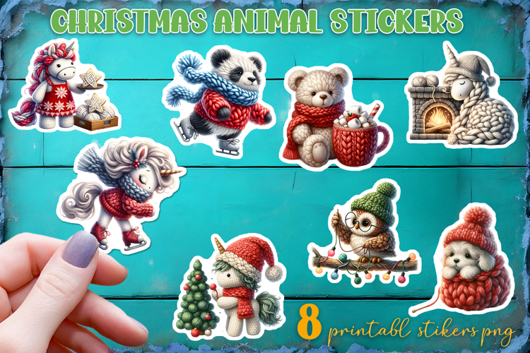 Crochet Yarn Christmas PNG, animal Crochet Christmas PNG