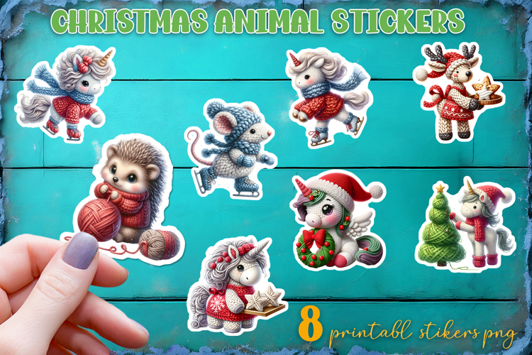 Crochet Yarn Christmas PNG, animal Crochet Christmas PNG