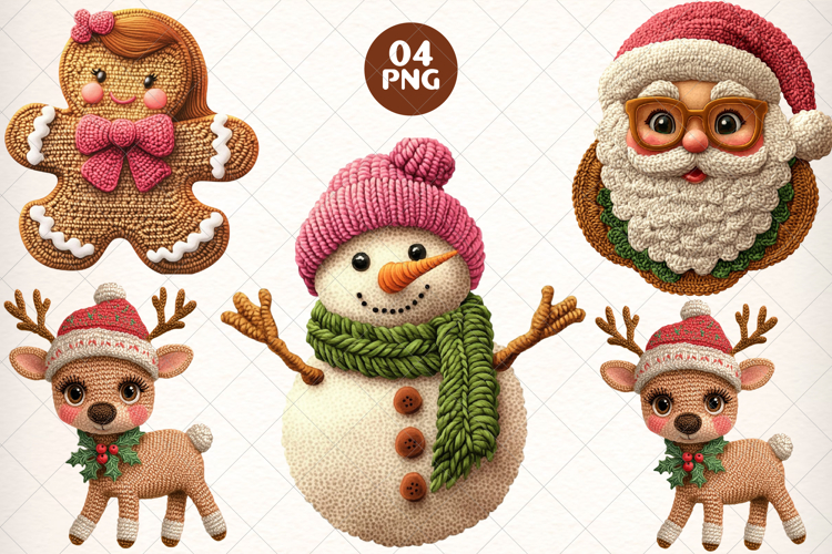 Crochet Yarn Christmas PNG, Pink Crochet Christmas PNG