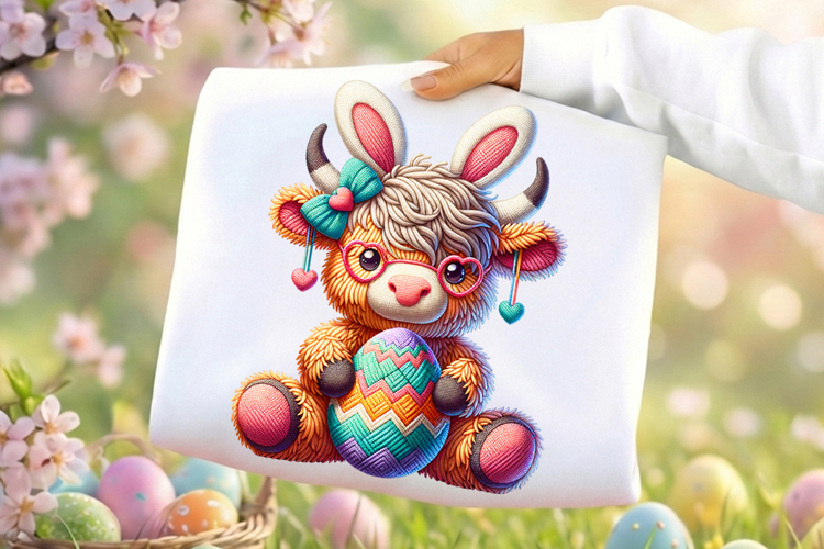 crochet yarn easter png, highland cow png, faux yarn easter png, easter highland cow png, yarn texture easter png, crochet highland cow png, happy easter png, easter sublimation png, spring cow png, printable easter png