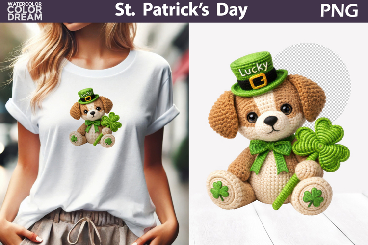 St. Patricks Day Animal Clipart | Crochet Dog Clover