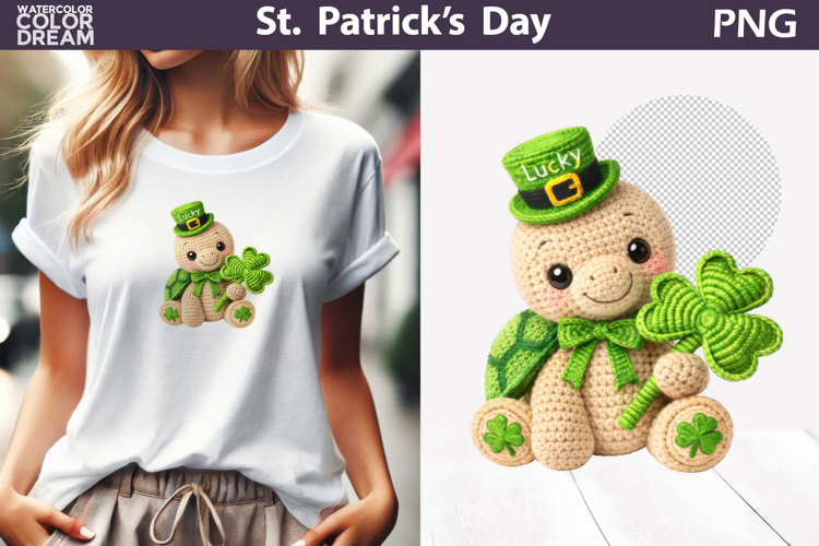 St. Patricks Day Animal Clipart | Crochet Turtle Clover