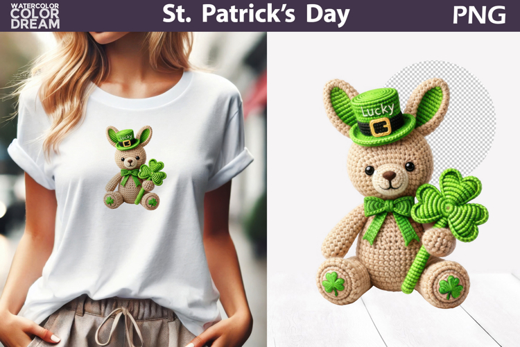 St. Patricks Day Animal Clipart | Crochet Bunny Clover