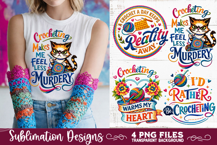 Crocheting Sublimation Faux yarn PNG 4 Designs