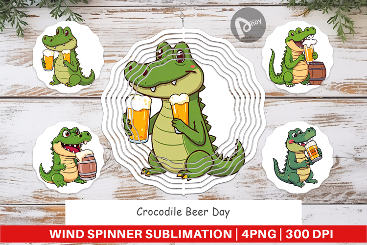 Wind Spinner Crocodile Beer Day