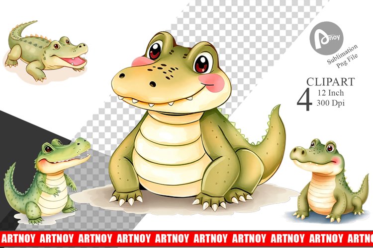 Watercolor Clipart Crocodile Wildlife
