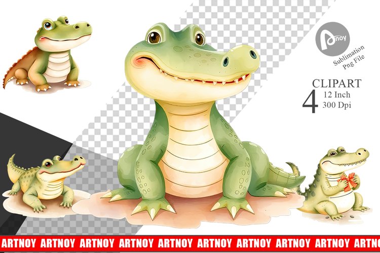 Watercolor Clipart Crocodile Wildlife
