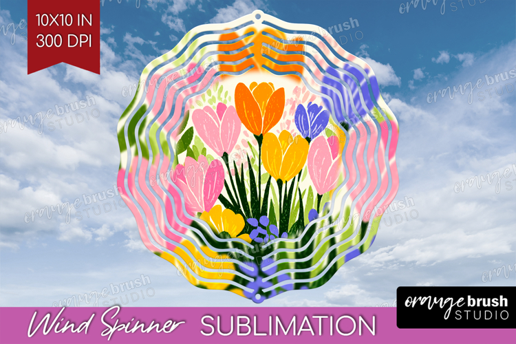 Crocus Modern Floral Wind Spinner Sublimation PNG Sping
