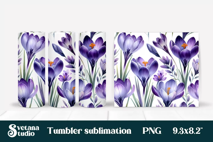 Flower tumbler | Crocus tumbler | Tumbler sublimation