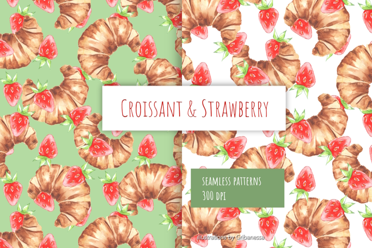 Watercolor Croissant Patterns