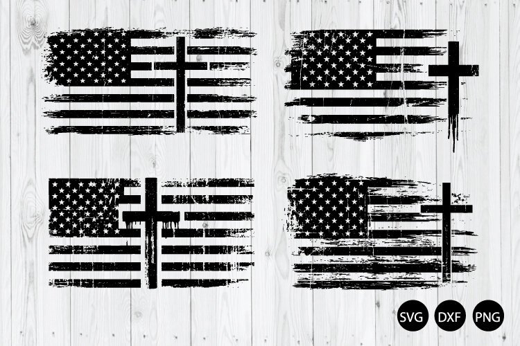 Distressed American Flag SVG, Christian Patriotism SVG example image 1