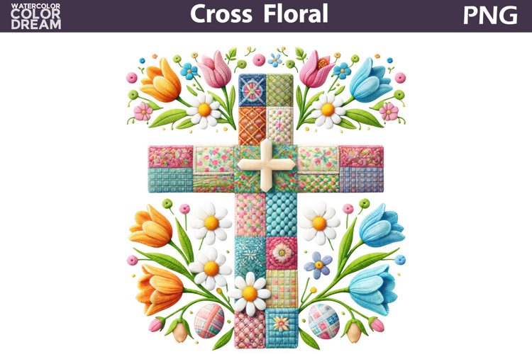 Easter Cross Floral Clipart | Christian Faith Sublimation