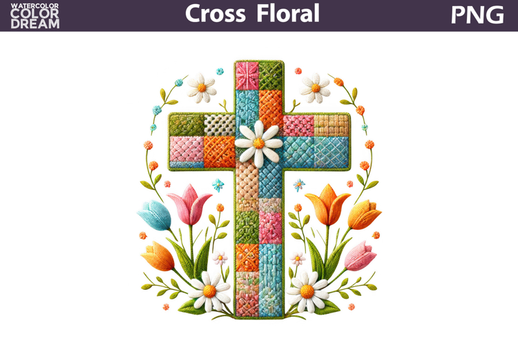 Easter Cross Floral Clipart | Christian Faith Sublimation