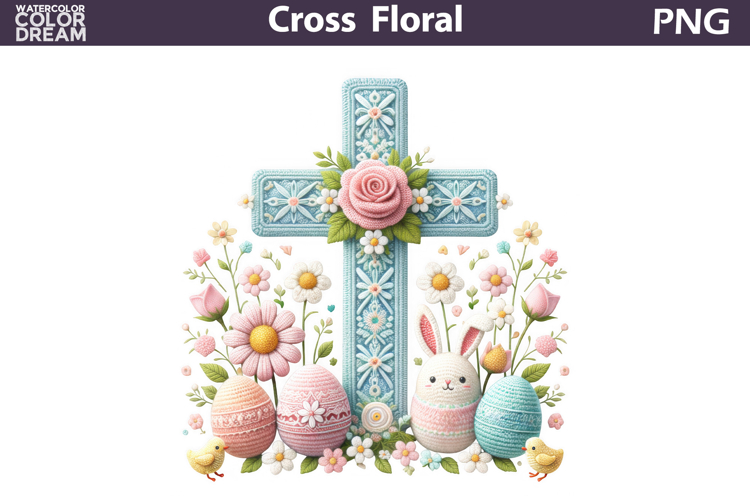 Easter Cross Floral Clipart | Christian Faith Sublimation