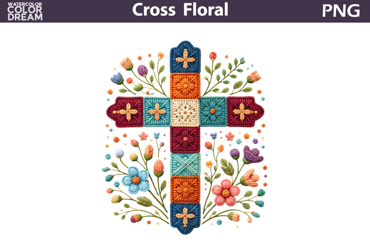Easter Cross Floral Clipart | Christian Faith Sublimation