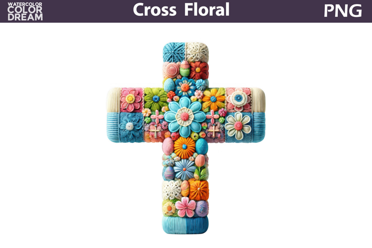 Easter Cross Floral Clipart | Christian Faith Sublimation