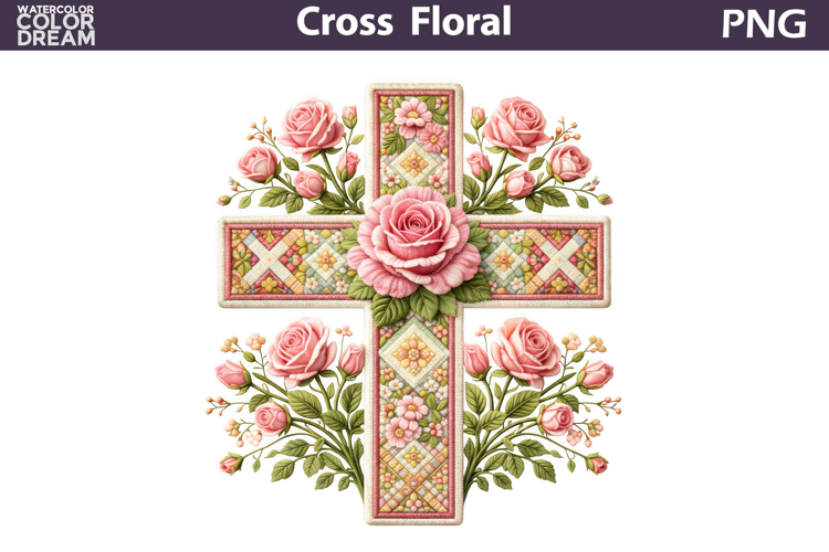 Easter Cross Floral Clipart | Christian Faith Sublimation