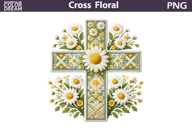 Easter Cross Floral Clipart | Christian Faith Sublimation