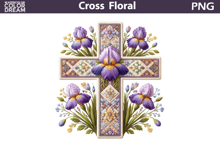 Easter Cross Floral Clipart | Christian Faith Sublimation