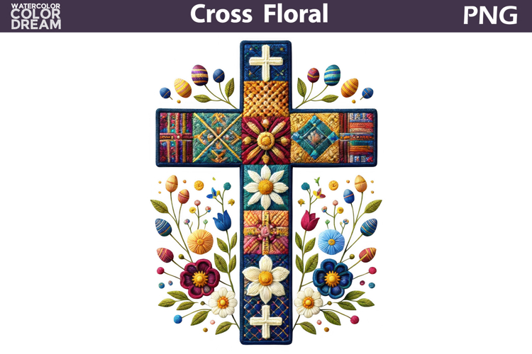 Easter Cross Floral Clipart | Christian Faith Sublimation