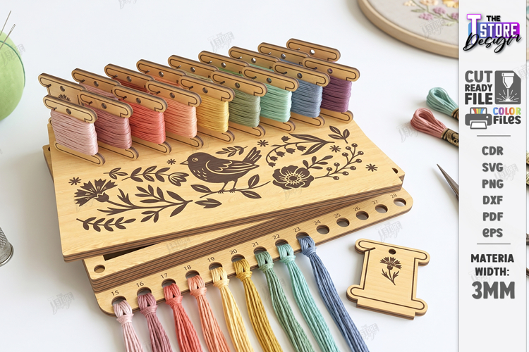 Embroidery Floss Organizer Laser Cut | Thread Holder Laser
