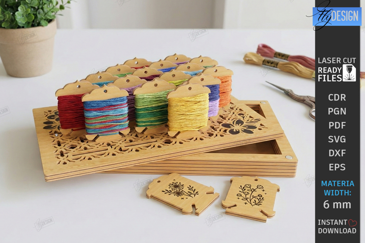 Cross Stitch Organizer Laser Cut | Floss Bobbin Holder | CNC