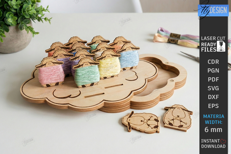 Cross Stitch Organizer Laser Cut | Floss Bobbin Holder | CNC