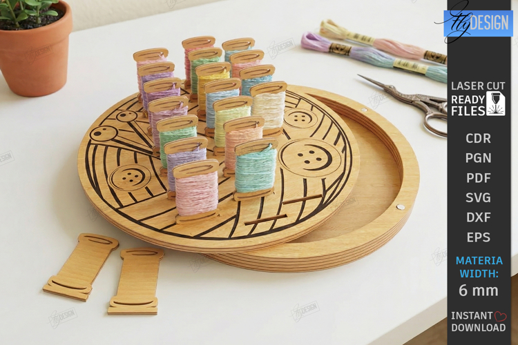 Cross Stitch Organizer Laser Cut | Floss Bobbin Holder | CNC