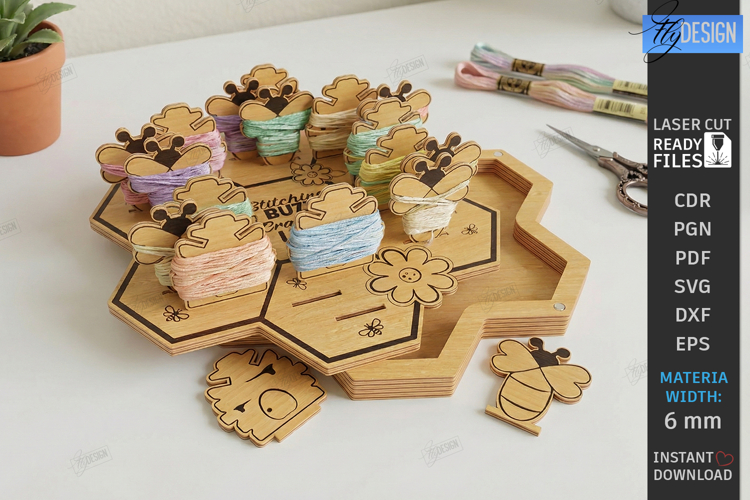 Cross Stitch Organizer Laser Cut | Floss Bobbin Holder | CNC