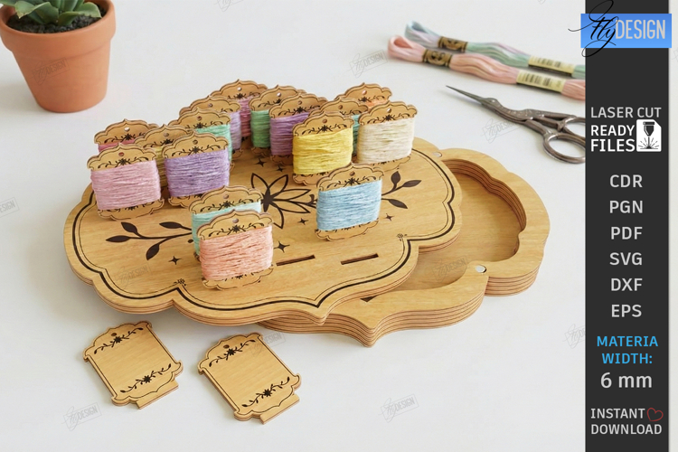 Cross Stitch Organizer Laser Cut | Floss Bobbin Holder | CNC