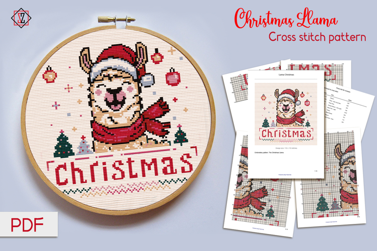 Cross stitch pattern. The Christmas Llama
